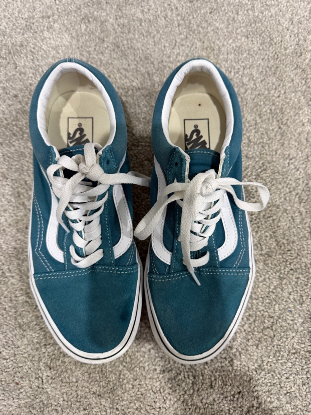 Vans Teal & White Low-Top Skate Sneakers